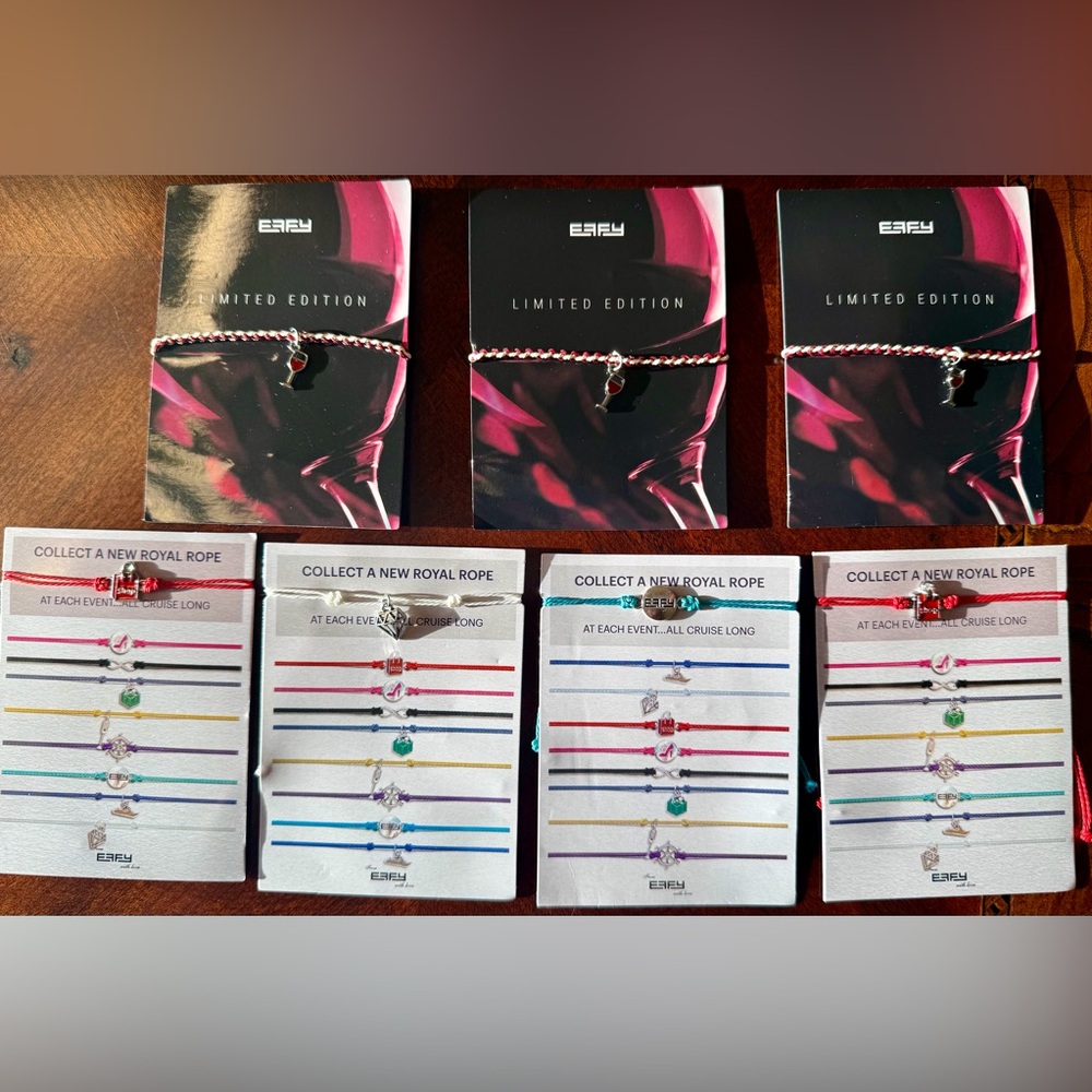 NWT Set of 7 Effy Bracelets w/ Wine Glass, Shopping Bag, Diamond Charms!
